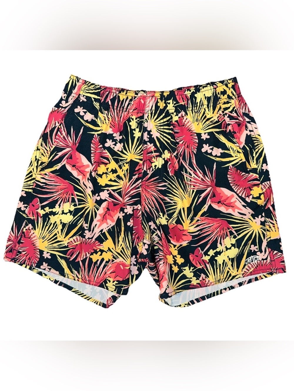 AFTCO Swim Trunks Mens Small Captains Lounge Tropical Mesh Lined Zip Pocket